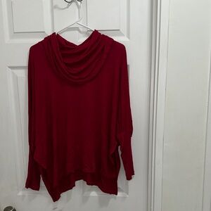 Cable & Gauge Merlot Red Cowl Pullover Sweater Bat wing sleeves